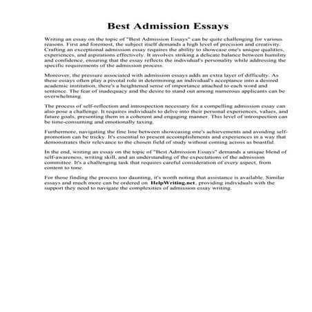 Best Admission Essays