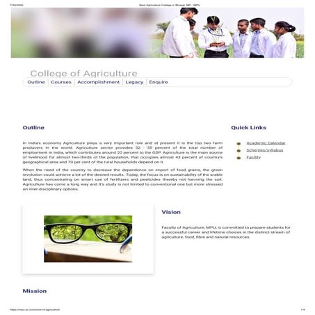 Best Agriculture College in Bhopal, MP MPU PDF