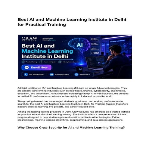 Best AI and Machine Learning Institute in Delhi for Practical Training ...