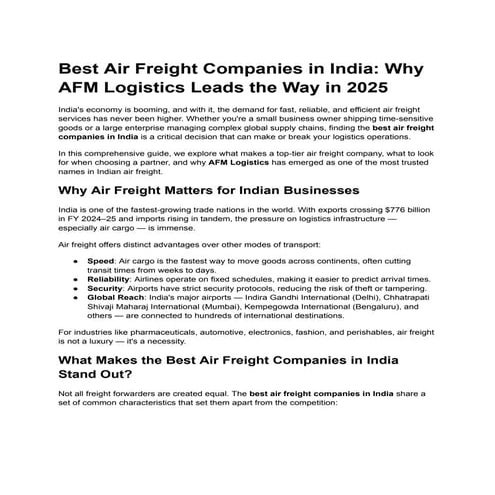 Best Freight Forwarding Companies in India | Complete Guide to Global ...