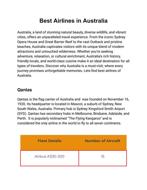 Discover Australia's Top Airlines: A Comprehensive Guide to Comfort,