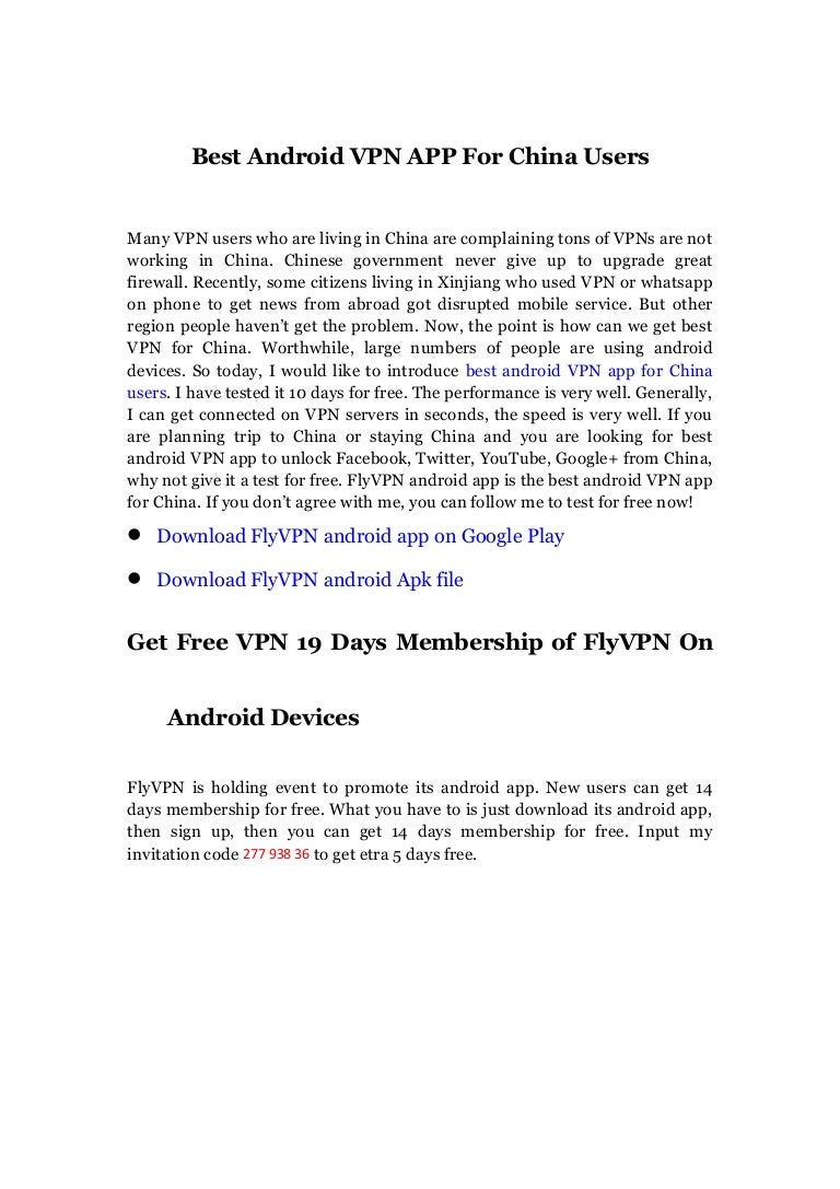 Best android VPN App for china users