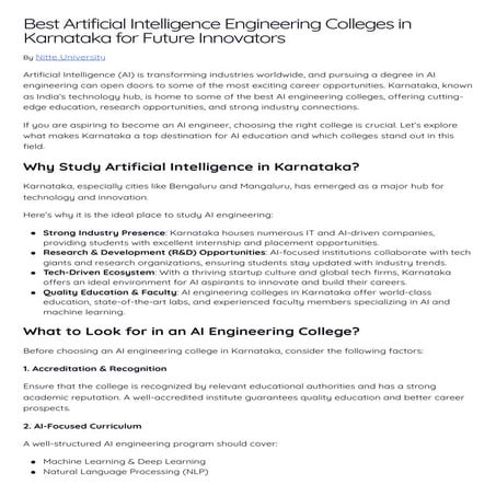 Best Artificial Intelligence Engineering Colleges in Karnataka for Future Inn...