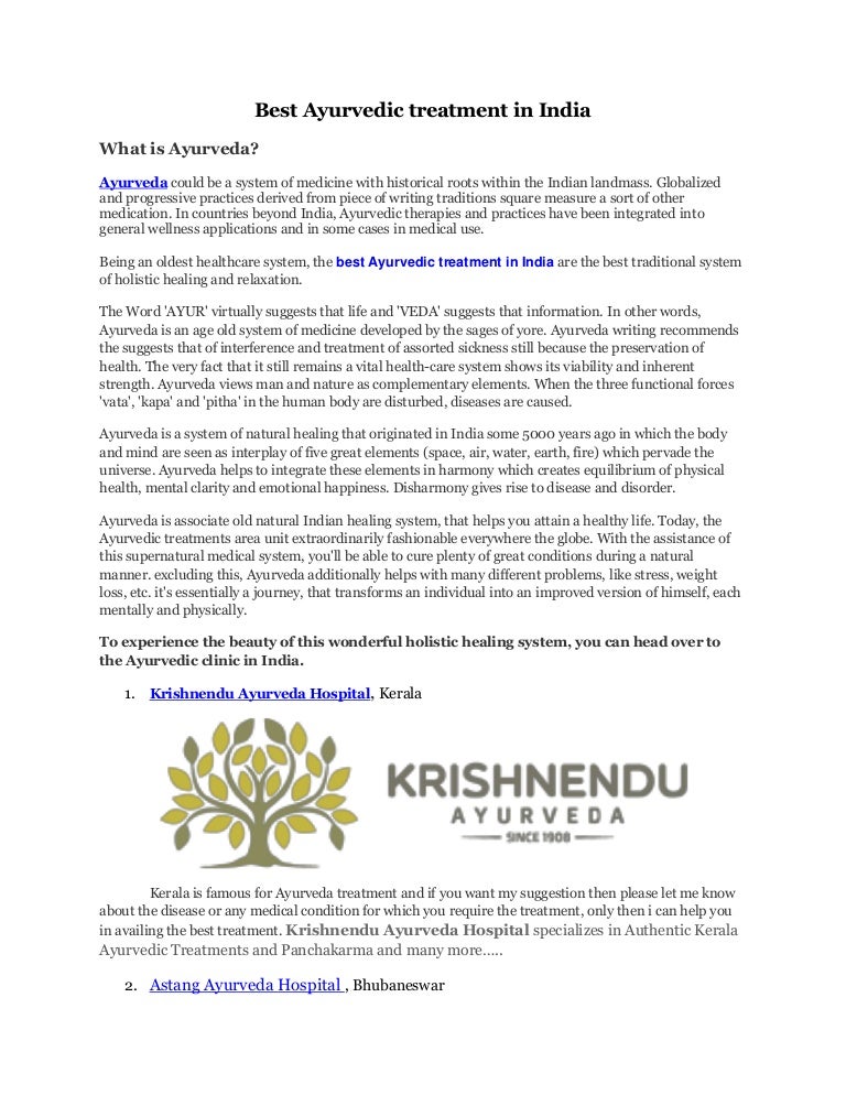 Best ayurvedic treatment in india