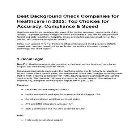 Best Background Check Companies for Healthcare in 2025: Top Choices for Accur...