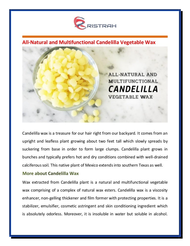 Best Benefits Of Natural Candelilla Vegetable Wax For Hair Skin