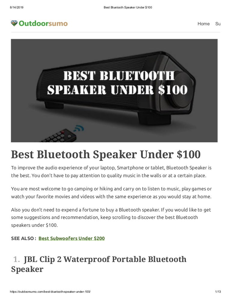 Best bluetooth speaker under $100