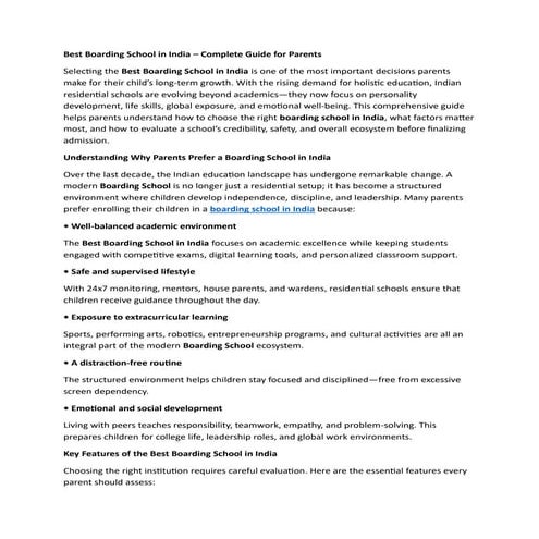 Best Boarding School in India – Complete Guide for Parents (100 Words ...
