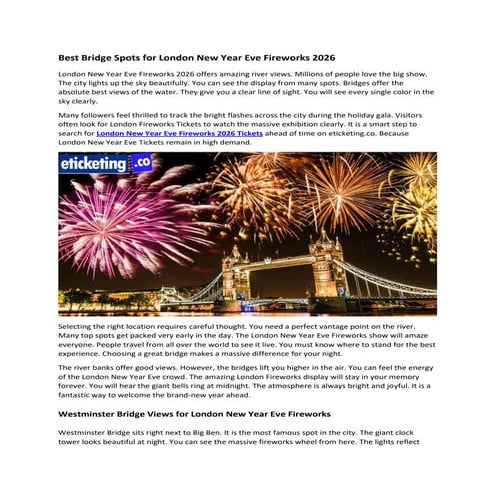 Experience the Spectacular London New Year Eve Fireworks 2026 Over ...