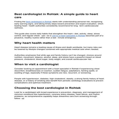 Best cardiologist in Rohtak_ A simple guide to heart care.pdf