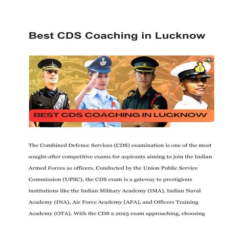 Best CDS Coaching in Lucknow for CDS 2 2025 Exam Preparation | PDF