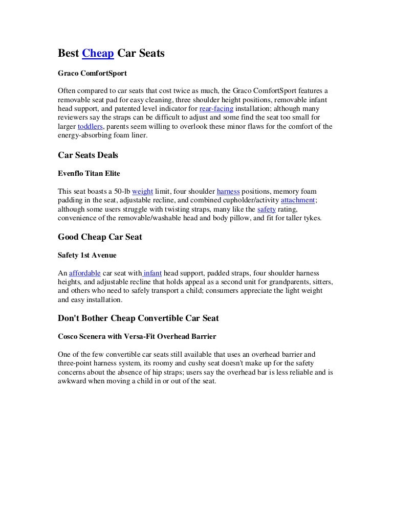 best low cost car seat