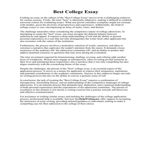 Best College Essay