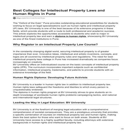 Best Colleges for Intellectual Property Laws and Human Rights in Pune