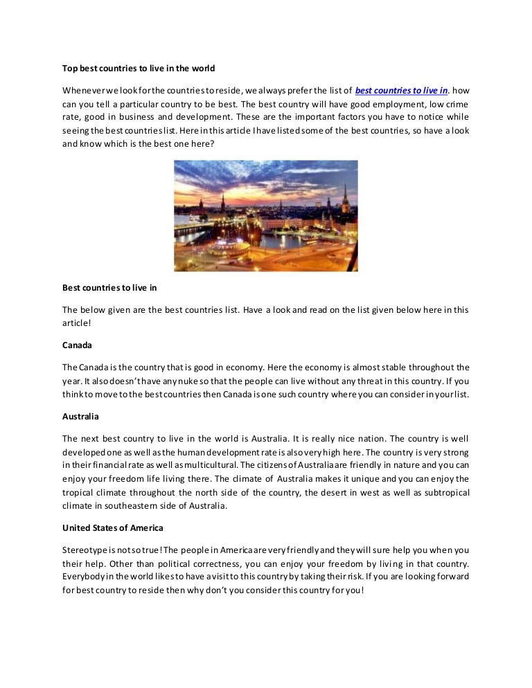 Best countries to live in