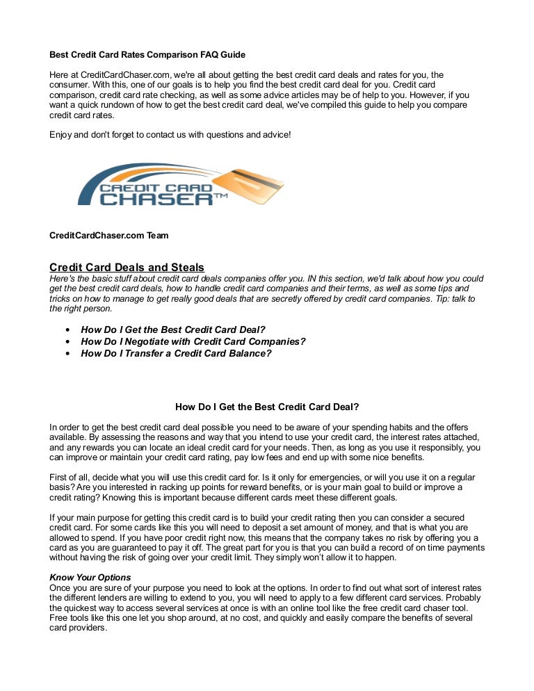 Best Credit Card Rates Comparison Faq Guide