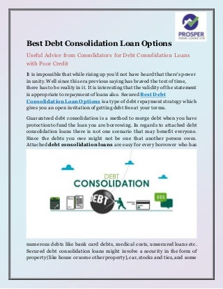 Best debt consolidation loan options