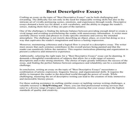 Best Descriptive Essays