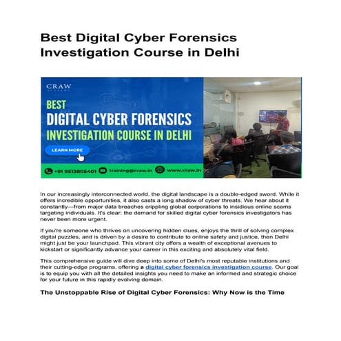 Best Digital Cyber Forensics Investigation Course in Delhi