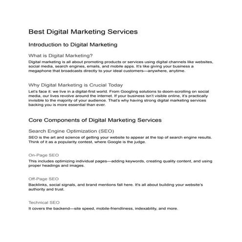 Best Digital Marketing Services Provided