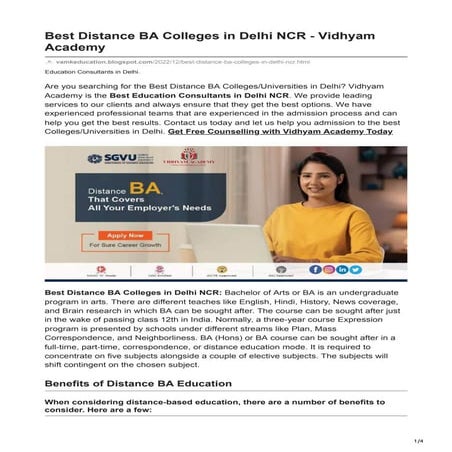 Best Distance BA Colleges in Delhi NCR - Vidhyam Academy.pdf