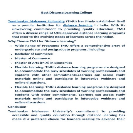 Best Distance Learning College in India.