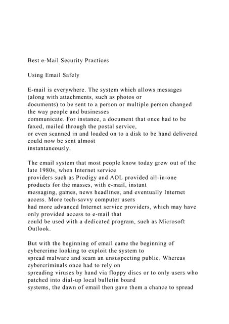 Best e-Mail Security PracticesUsing Email Safely E-mai.docx