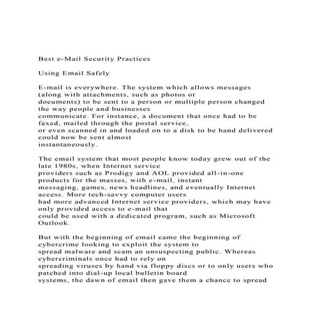 Best e-Mail Security PracticesUsing Email Safely E-mai.docx