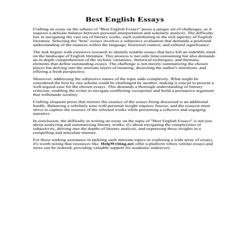 Best English Essays