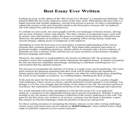 Best Essays Ever | PDF