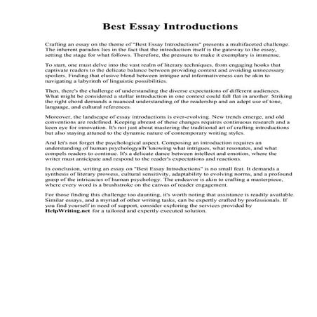 Best Essay Introductions. Alverno College