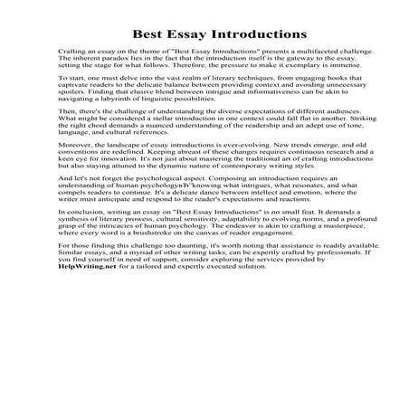 Best Essay Introductions. 002 Essay Introduction Example Thatsnotus | PDF