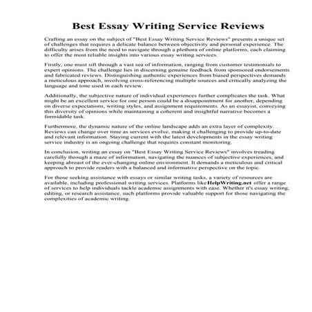 Best Essay Writing Service Reviews. Best Reviews On Best Essay Writing Servic...