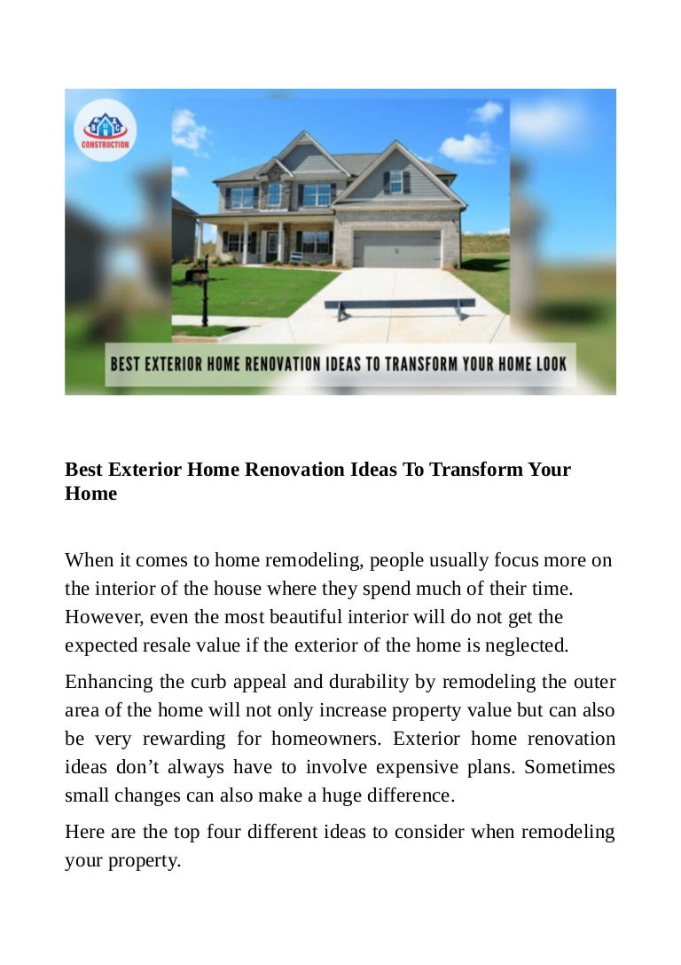 Best Exterior Home Renovation Ideas To Transform Your Home
