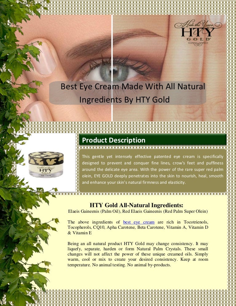 Best Eye Cream Made With All Natural Ingredients By HTY Gold