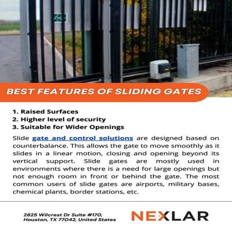Best Features Of Sliding Gates - Nexlar Security | PDF