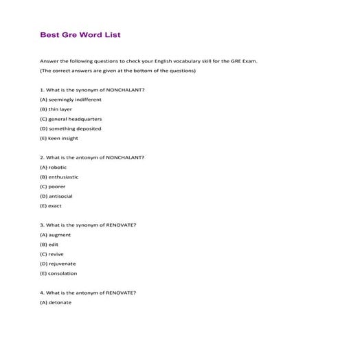 Best Gre Word List