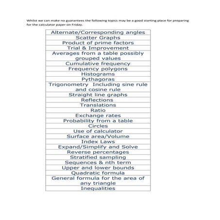 Best guess for calc paper higher