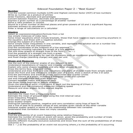 Best guess list for cal paper foundation