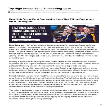 Top High School Band Fundraising Ideas to Boost Budgets and Programs | PDF