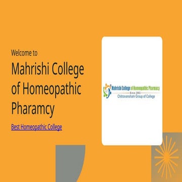 Best Homeopathic College – Mahrishi College of Homeopathic Pharmacy | PPTX