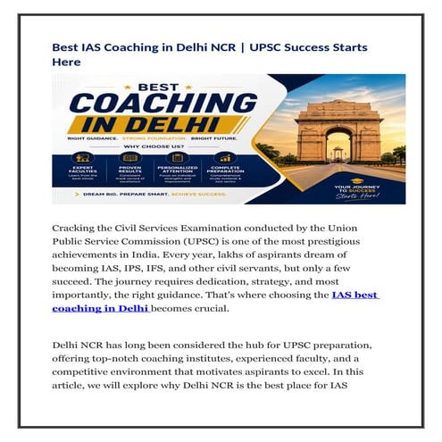 Comprehensive Guide to Best IAS Coaching in Delhi NCR for UPSC Success ...