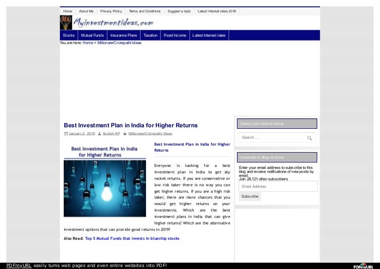 Best investment plan in india for higher returns