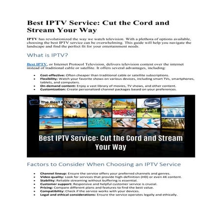 Best IPTV Service: Cut the Cord and Stream Your Way | PDF