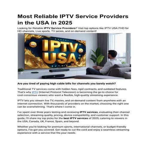 Most Reliable IPTV Service Providers in the USA in 2025