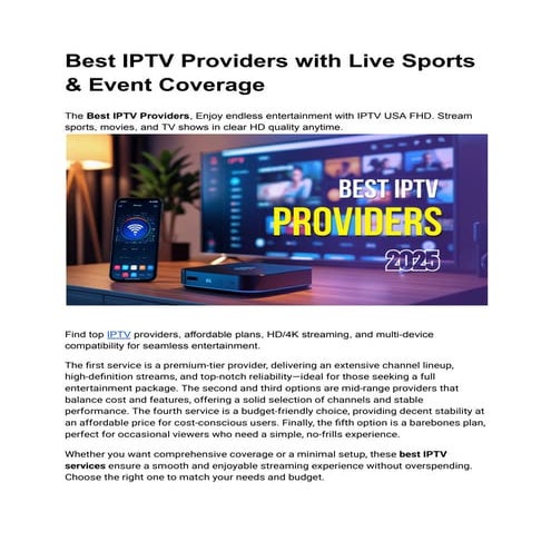 Best IPTV Providers with Live Sports & Event Coverage