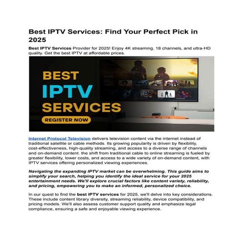 Best IPTV Services: Find Your Perfect Pick in 2025
