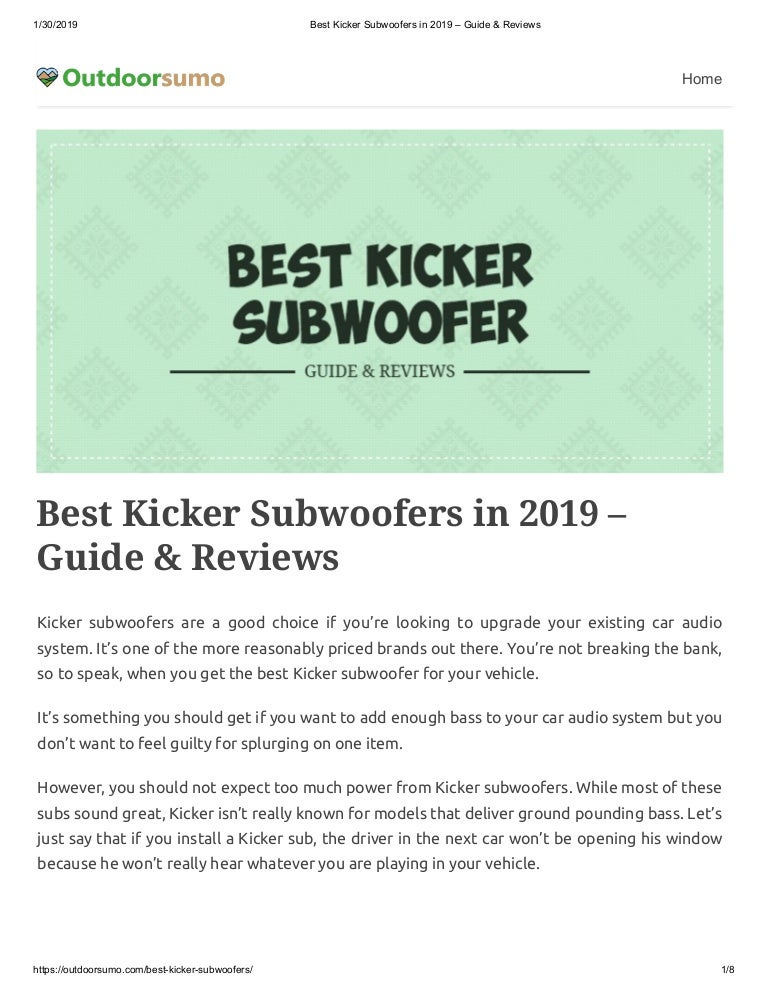best kicker subwoofer model