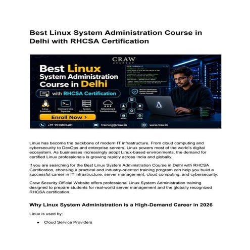 Master enterprise Linux administration with the RHCE Course in Delhi | PDF