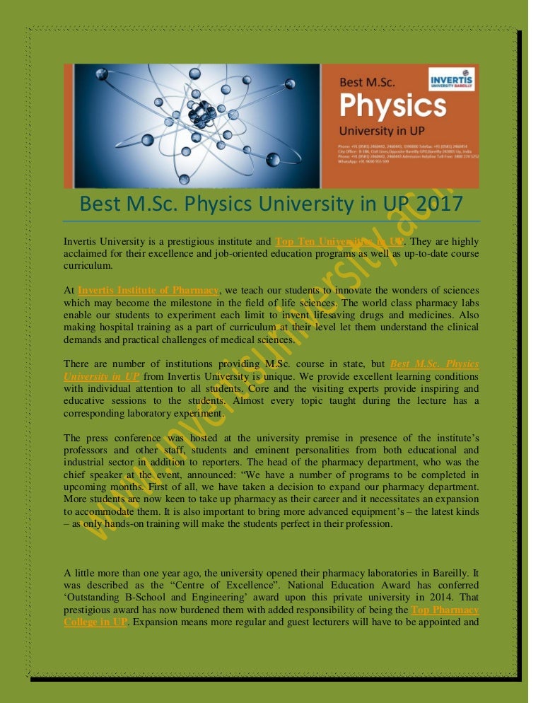 Best Physics University In Up